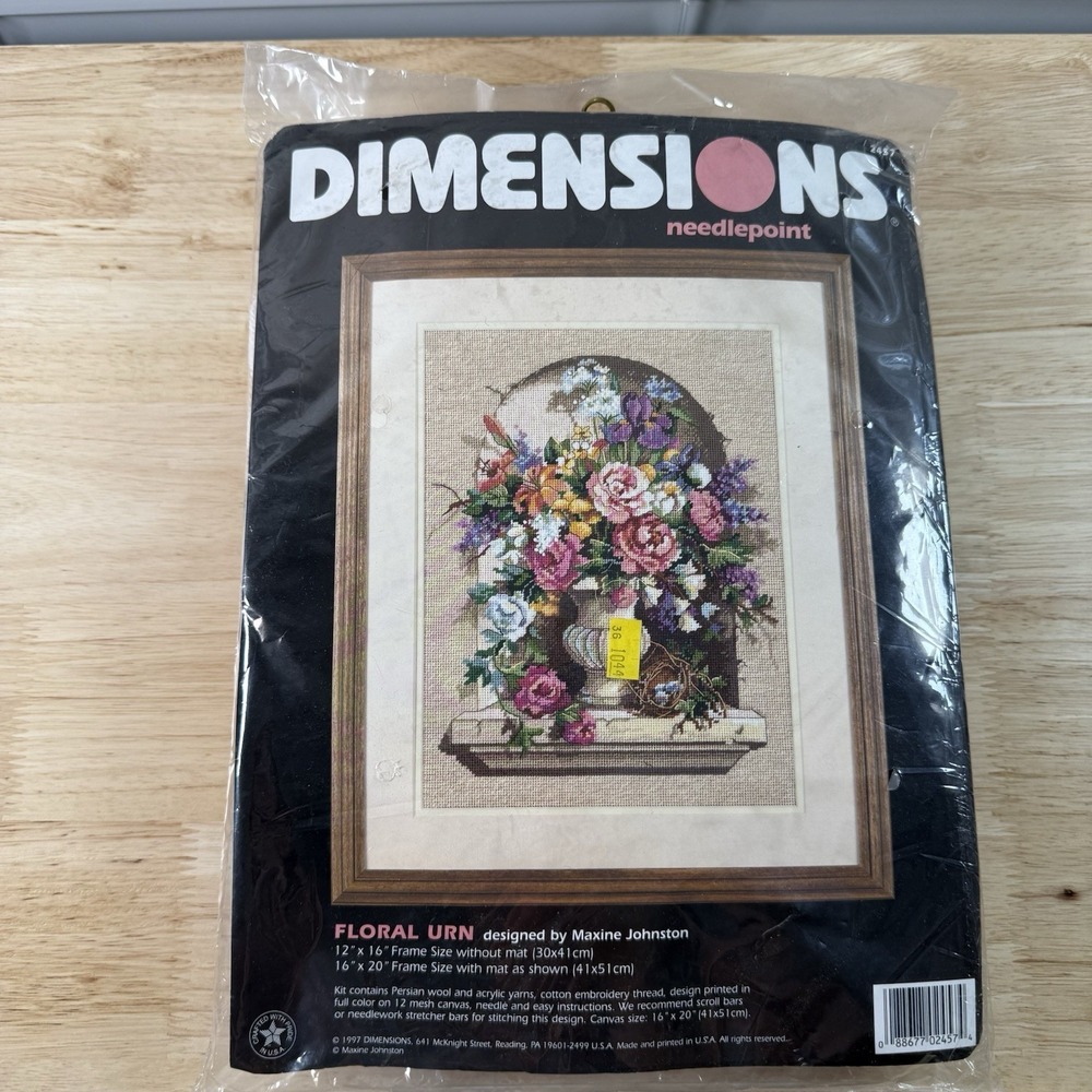 NEW Dimensions FLORAL URN Needlepoint Kit #2457 Design by Maxine Johnston 1997